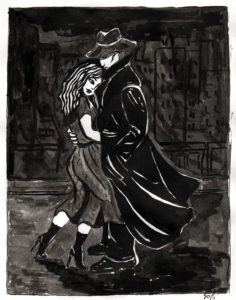 The man with the long black coat